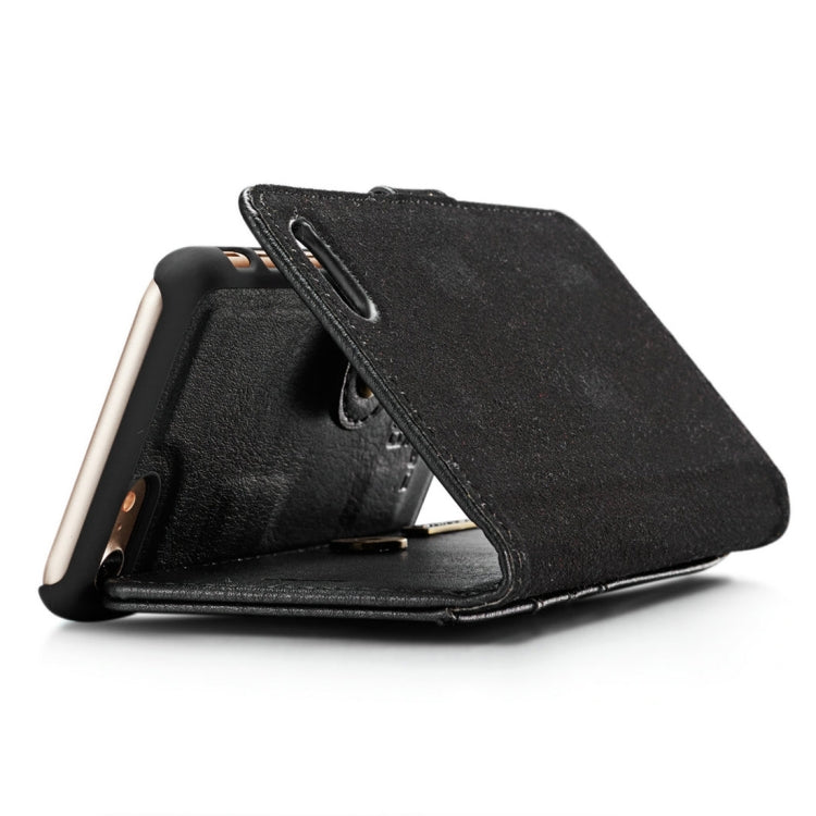 DG.MING For iPhone SE 2020 & 8 & 7  Crazy Horse Texture Horizontal Flip Detachable Magnetic Protective Case with Holder & Card Slots & Wallet(Black)