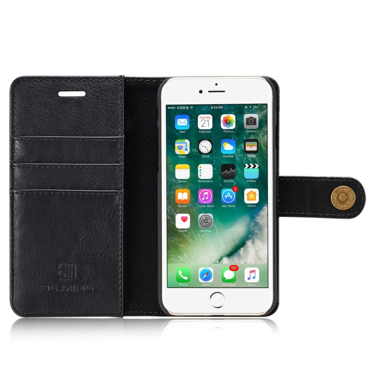 DG.MING For iPhone SE 2020 & 8 & 7  Crazy Horse Texture Horizontal Flip Detachable Magnetic Protective Case with Holder & Card Slots & Wallet(Black)
