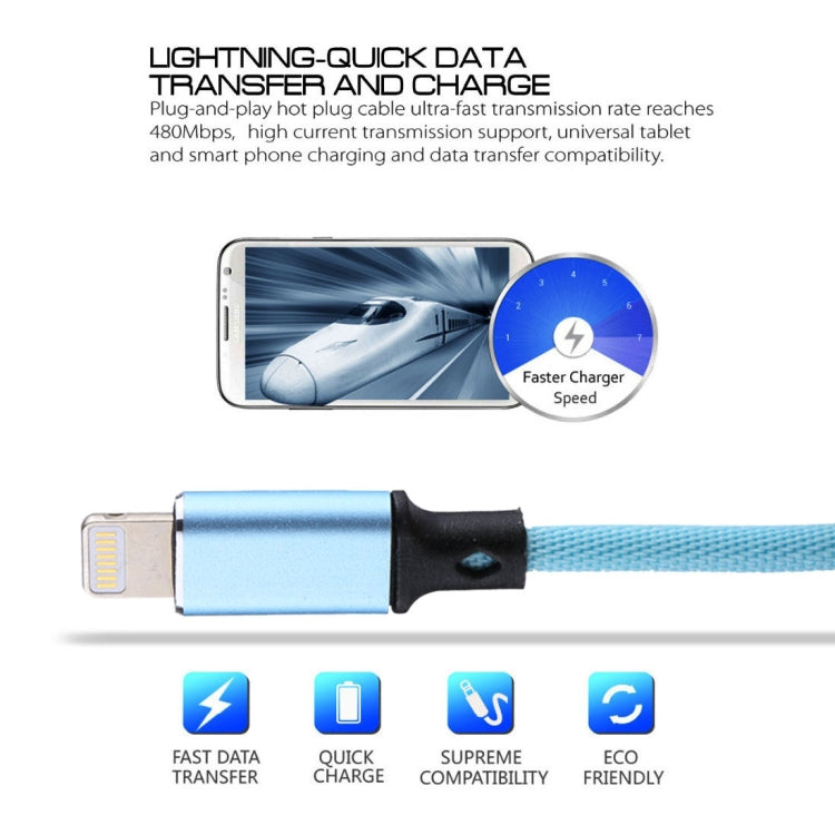 1m 2A USB to 8 Pin Nylon Weave Style Data Sync Charging Cable, 8 Pin Black, 8 Pin Grey, 8 Pin Blue, 8 Pin Red, 8 Pin White, 8 Pin Pink