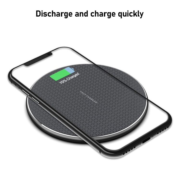 K8 30W Aluminum Alloy Round Desktop Wireless Charger with 1m Type-C Fast Charging Cable(Black)