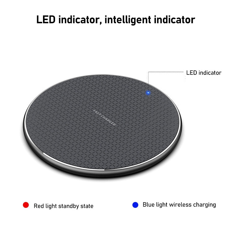 K8 30W Aluminum Alloy Round Desktop Wireless Charger with 1m Type-C Fast Charging Cable(Black)