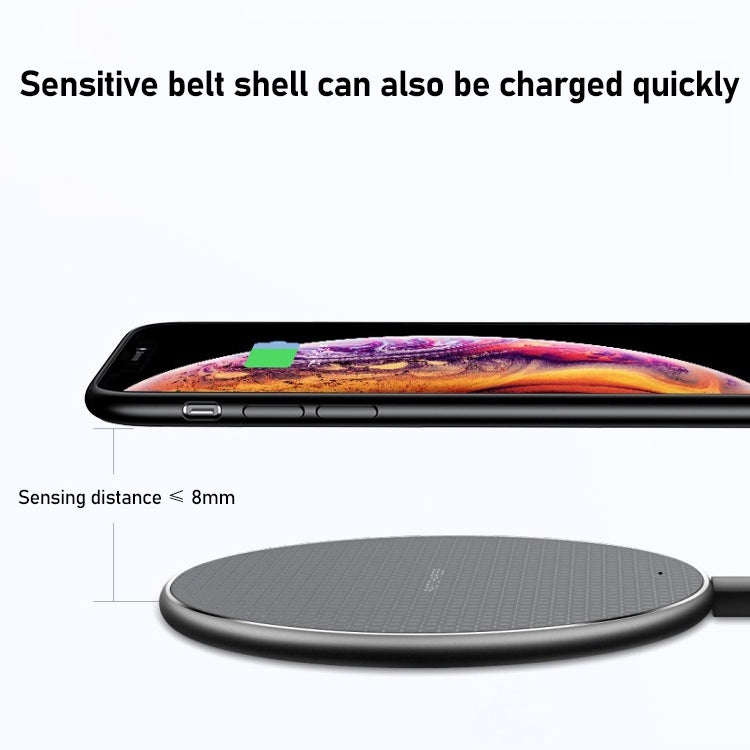 K8 30W Aluminum Alloy Round Desktop Wireless Charger with 1m Type-C Fast Charging Cable(Black)