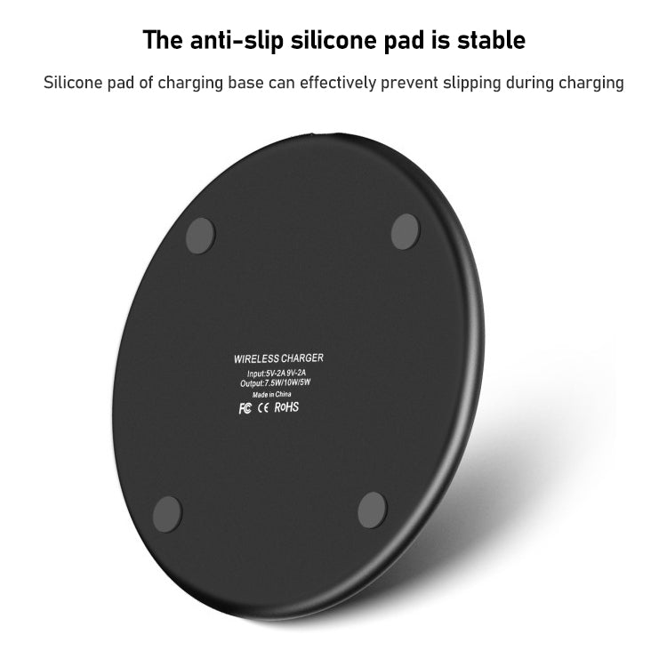 K8 30W Aluminum Alloy Round Desktop Wireless Charger with 1m Type-C Fast Charging Cable(Black)