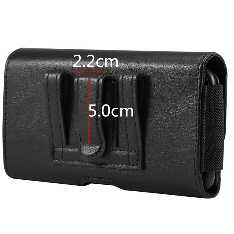 Lambskin Elastic Band Men 4.8 Inch Mobile Phone Universal Hanging Waist Leather Case with Card Slot