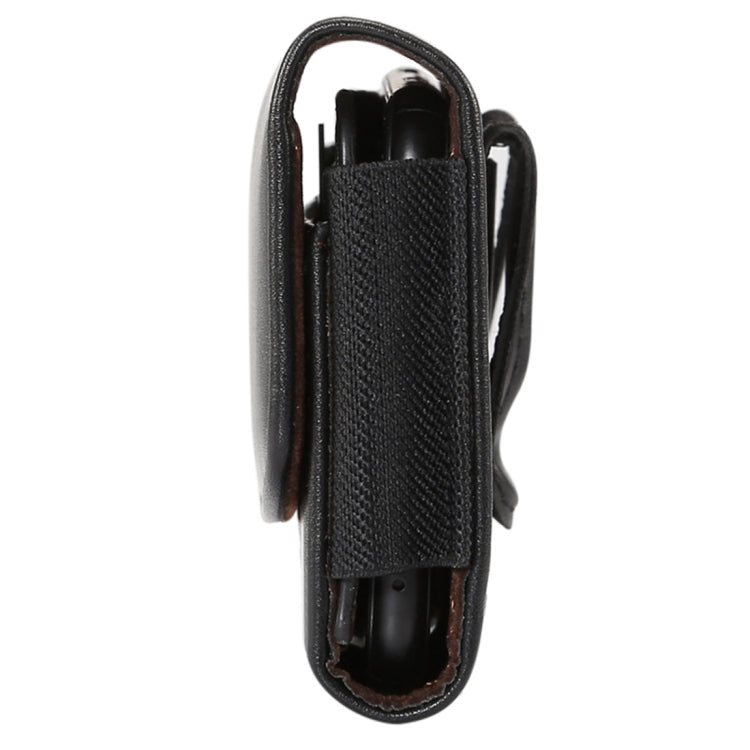 Lambskin Elastic Band Men 4.8 Inch Mobile Phone Universal Hanging Waist Leather Case with Card Slot