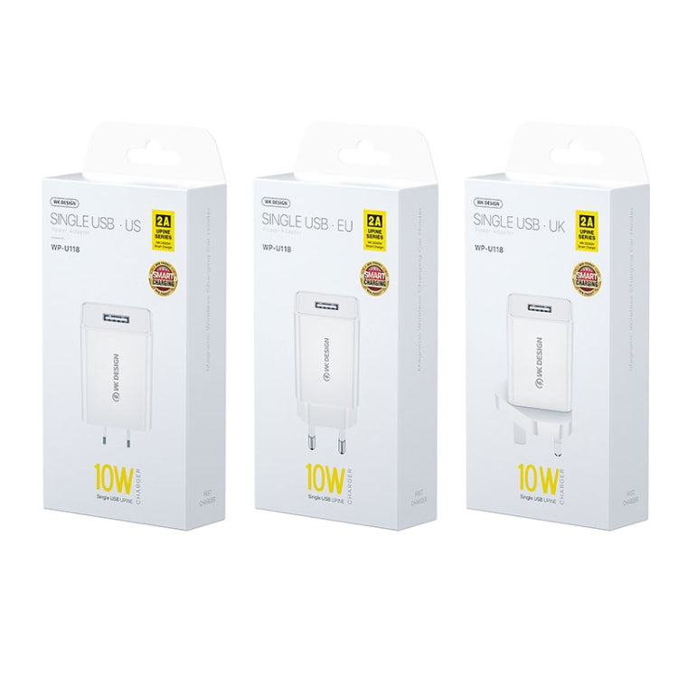 WK WP-U118 10W Single USB Port Travel Charger Power Adapter, US Plug, WP-U118 US Plug