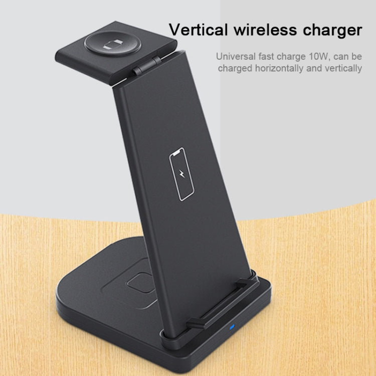HQ-UD21 3 in 1 Folding Mobile Phone Watch Multi-Function Charging Stand Wireless Charger for iPhones & Apple Watch & Airpods (Black)
