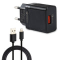 LZ-728 2 in 1 18W QC 3.0 USB Interface Travel Charger + USB to 8 Pin Data Cable Set, EU Plug, Cable Length: 1m, with 8 Pin Cable