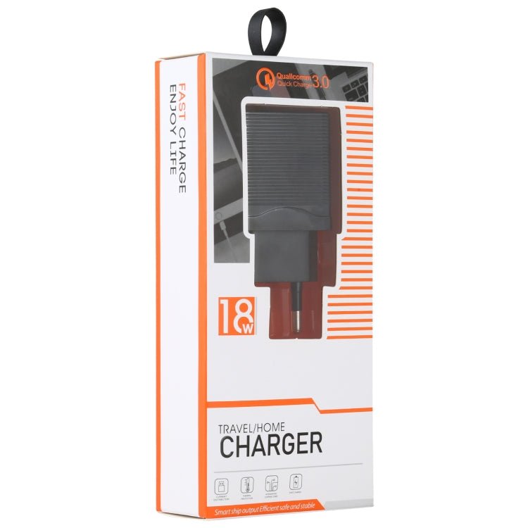 LZ-728 2 in 1 18W QC 3.0 USB Interface Travel Charger + USB to 8 Pin Data Cable Set, EU Plug, Cable Length: 1m, with 8 Pin Cable