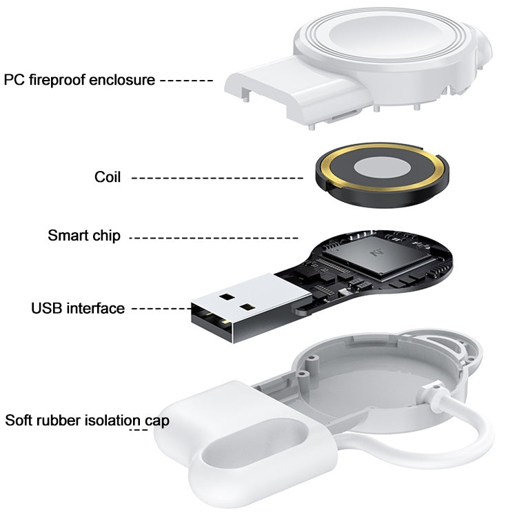 adj-983 Portable Magnetic Wireless Charger for Apple Watch (White)