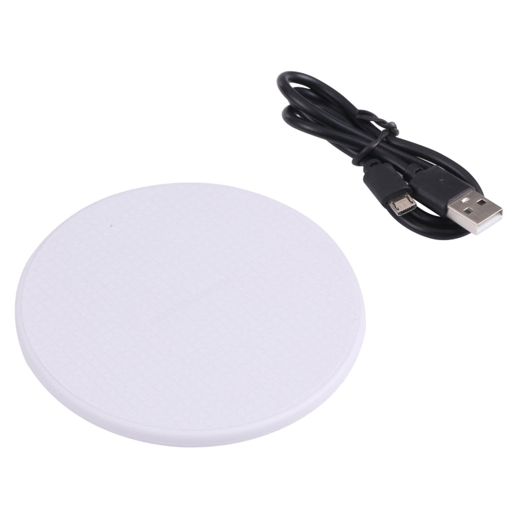 10W QI Plaid Pattern Round Plastic Wireless Charger, Plastic