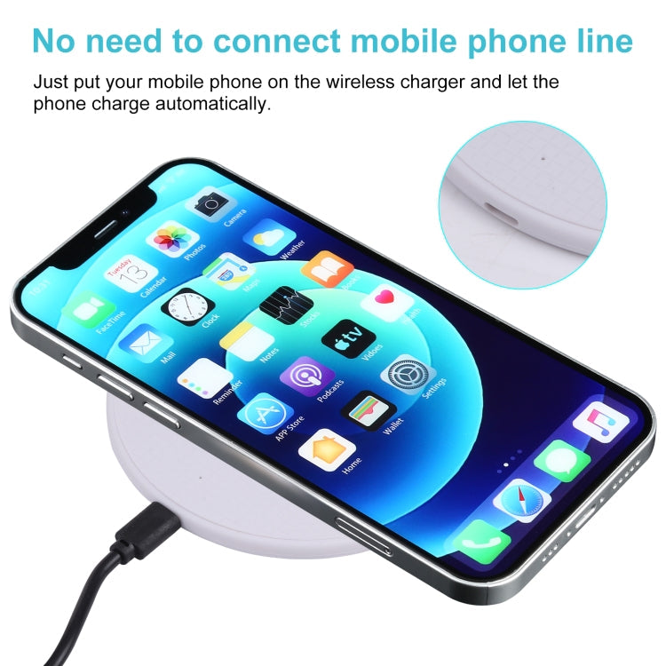 10W QI Plaid Pattern Round Plastic Wireless Charger, Plastic