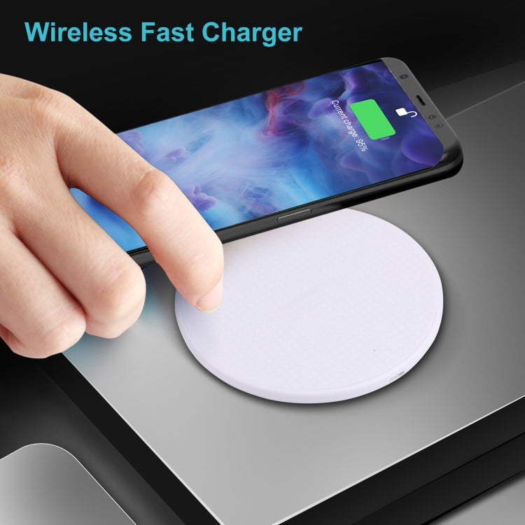 10W QI Plaid Pattern Round Plastic Wireless Charger, Plastic