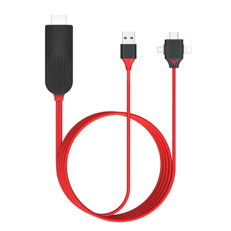 MiraScreen L7-8 3 in 1 8 Pin  Micro USB  USB-C / Type-C to HDMI Video Converter Cable, Cable Length: 2m