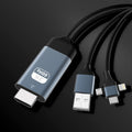 P8J Aluminum 3 in 1 8 Pin  Micro USB  USB-C / Type-C to HDTV Cable, Cable Length: 2m