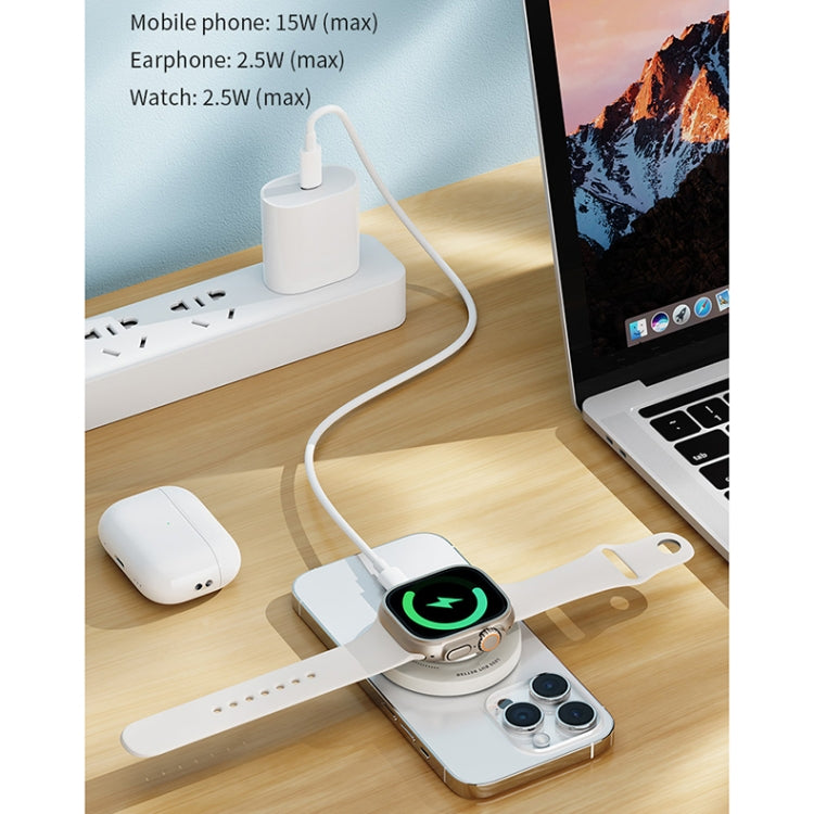 ROCK W51 15W Magnetic Ring Holder 3 in 1 Wireless Charger (Black)