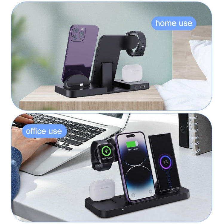 6 in 1 Multifunctional Foldable Vertical Wireless Charger (Black)