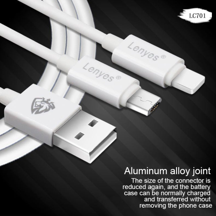 Lenyes LC701 1.5m 2.4A Output USB to 8 Pin PVC Data Sync Fast Charging Cable, 1.5m 8 Pin