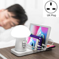 HQ-UD12 4-in-1 40W QC3.0 USB Charger & Wireless Charging Station with LED Light, 1.2m, UK Plug (White)