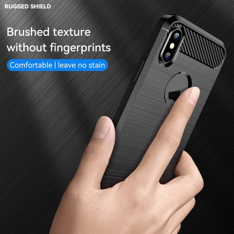 For iPhone X / XS Carbon Fiber TPU Brushed Texture Shockproof Protective Back Cover Case, For iPhone X / XS, For X
