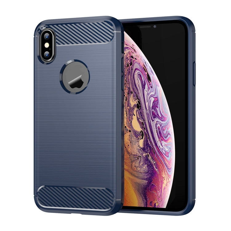For iPhone X / XS Carbon Fiber TPU Brushed Texture Shockproof Protective Back Cover Case, For iPhone X / XS, For X