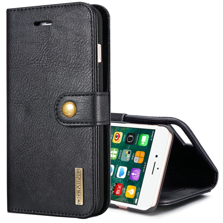 DG.MING Detachable Magnetic Flip Case with Holder & Card Slots for iPhone 8 Plus / 7 Plus (Black)