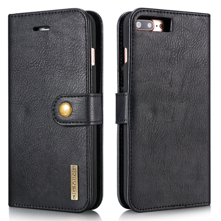 DG.MING Detachable Magnetic Flip Case with Holder & Card Slots for iPhone 8 Plus / 7 Plus (Black)