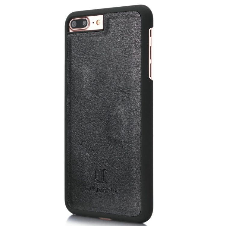 DG.MING Detachable Magnetic Flip Case with Holder & Card Slots for iPhone 8 Plus / 7 Plus (Black)