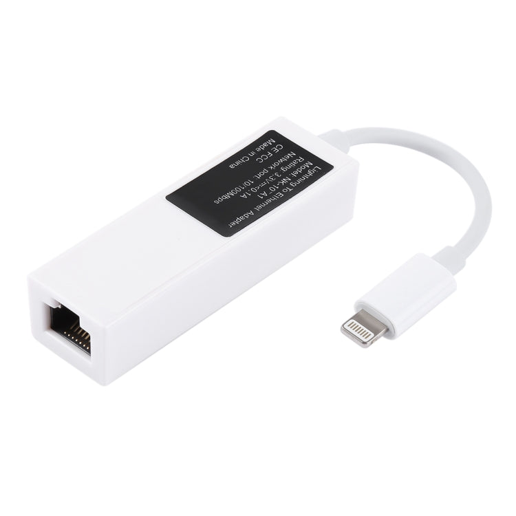 NK107A1 8 Pin to RJ45 Ethernet LAN Network Adapter Cable for iPhone / iPad Series, Total Length: 16cm(White)
