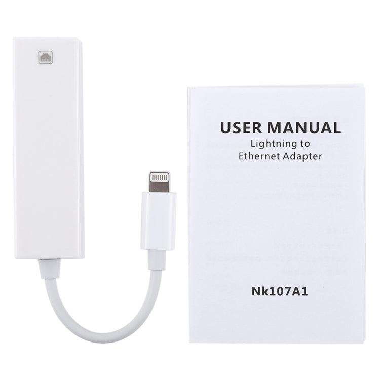 NK107A1 8 Pin to RJ45 Ethernet LAN Network Adapter Cable for iPhone / iPad Series, Total Length: 16cm(White)