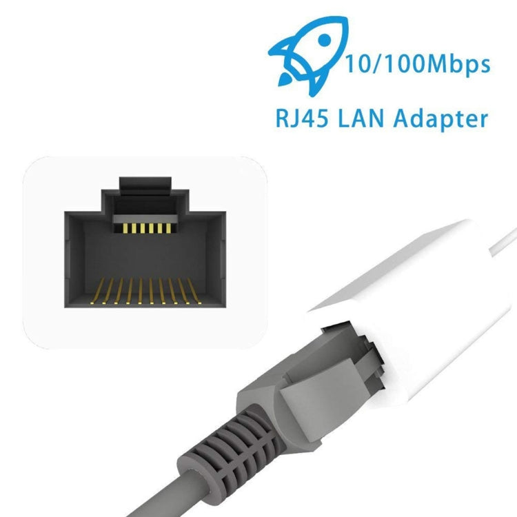 NK107A1 8 Pin to RJ45 Ethernet LAN Network Adapter Cable for iPhone / iPad Series, Total Length: 16cm(White)