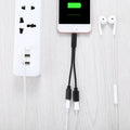 12cm 8-Pin Male to Dual Female Adapter Cable for iPhone/iPad, iOS 11.2, Black