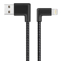 1m 2A USB to 8 Pin Nylon Weave Style Double Elbow Data Sync Charging Cable, 1m 8 Pin 2A
