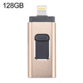 easyflash RQW-01B 3 in 1 USB 2.0 & 8 Pin & Micro USB 128GB Flash Drive, RQW-01B Gold