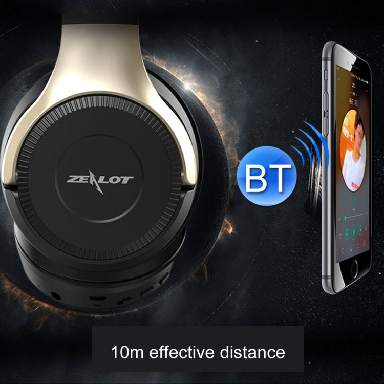ZEALOT B26T Stereo Wired Wireless Bluetooth 4.0 Subwoofer Headset with 3.5mm Universal Audio Cable Jack & HD Microphone, For Mobile Phones & Tablets & Laptops, Support 32GB TF Card Maximum(Gold)