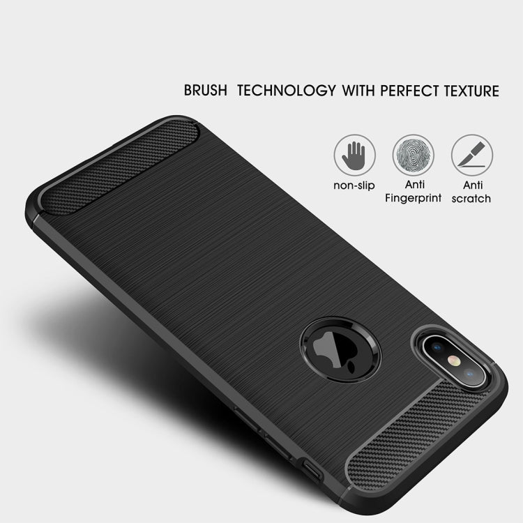 For iPhone XS Max Brushed Texture Carbon Fiber Shockproof TPU Protective Back Case, For iPhone XS Max, For XS Max