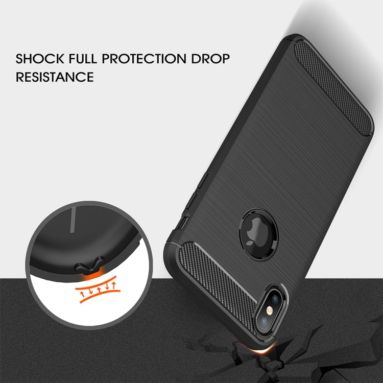 For iPhone XS Max Brushed Texture Carbon Fiber Shockproof TPU Protective Back Case, For iPhone XS Max, For XS Max