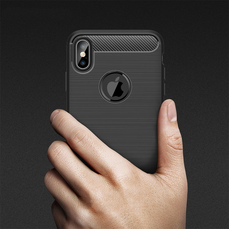 For iPhone XS Max Brushed Texture Carbon Fiber Shockproof TPU Protective Back Case, For iPhone XS Max, For XS Max