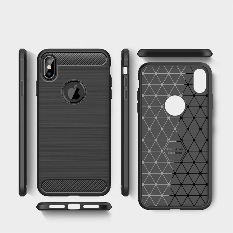 For iPhone XS Max Brushed Texture Carbon Fiber Shockproof TPU Protective Back Case, For iPhone XS Max, For XS Max