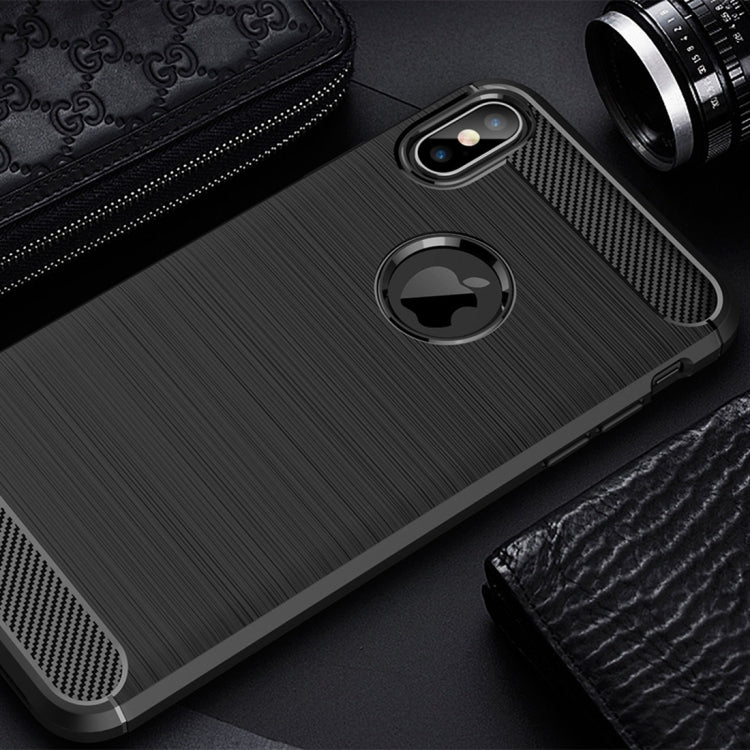 For iPhone XS Max Brushed Texture Carbon Fiber Shockproof TPU Protective Back Case, For iPhone XS Max, For XS Max