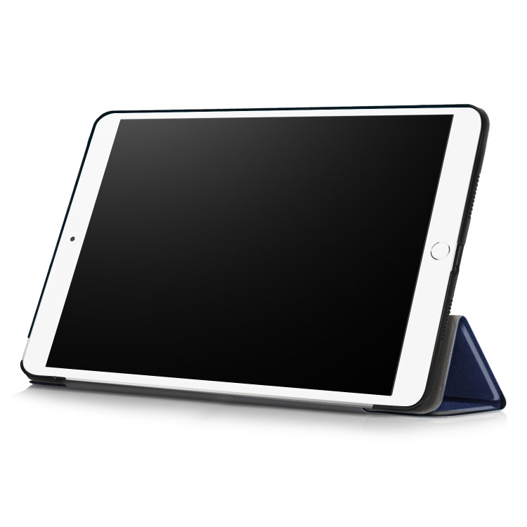 Custer Texture Horizontal Flip Leather Case for  iPad Air 2019 10.5 inch, with Three-folding Holder & Sleep / Wake-up Function (Dark Blue)