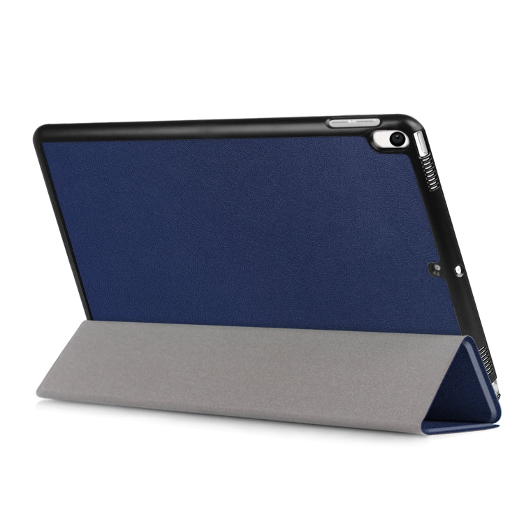 Custer Texture Horizontal Flip Leather Case for  iPad Air 2019 10.5 inch, with Three-folding Holder & Sleep / Wake-up Function (Dark Blue)