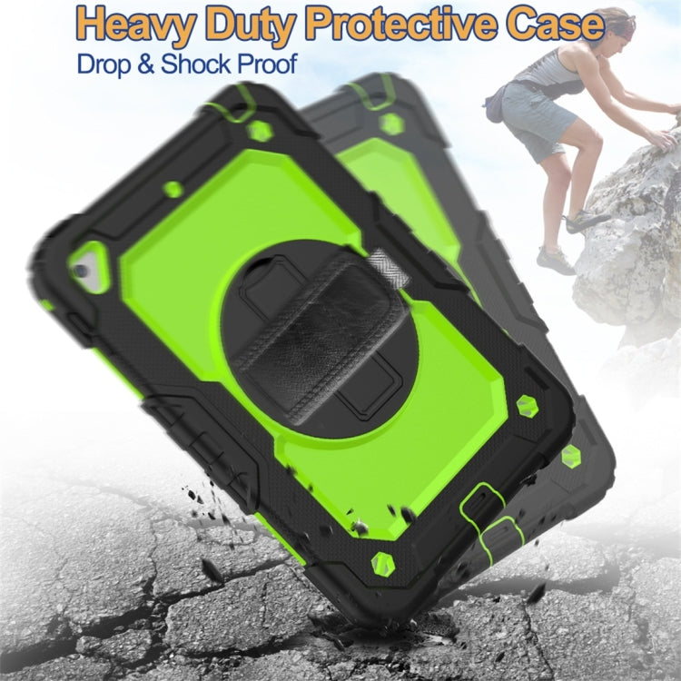 Shockproof Black Silica Gel + Colorful PC Protective Case for iPad Mini 2019 / Mini 4, with Holder & Shoulder Strap & Hand Strap & Pen Slot(Green)