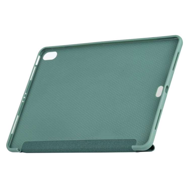 Millet Texture PU+ Silicone Full Coverage Leather Case with Multi-folding Holder for iPad Air (2020) 10.9 inch (Dark Green)