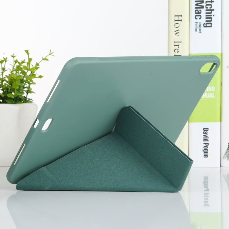 Millet Texture PU+ Silicone Full Coverage Leather Case with Multi-folding Holder for iPad Air (2020) 10.9 inch (Dark Green)
