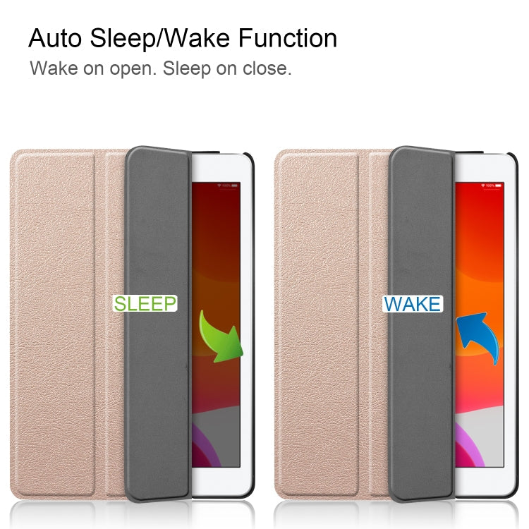 For iPad 10.2 Custer Texture Horizontal Flip Smart PU Leather Case with Sleep / Wake-up Function & Three-folding Holder, For iPad 10.2