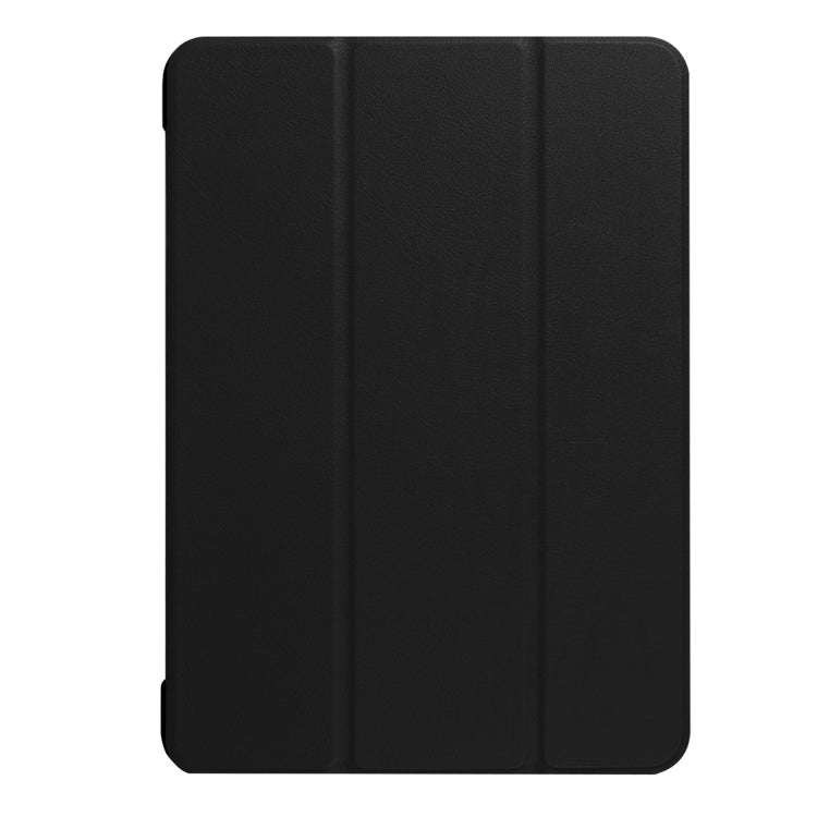 For iPad Pro 10.5 inch PU Litchi Texture 3-folding Smart Case Clear Back Cover with Holder(Black)