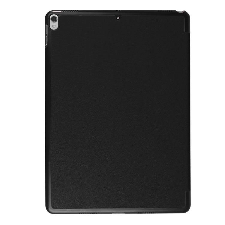 For iPad Pro 10.5 inch PU Litchi Texture 3-folding Smart Case Clear Back Cover with Holder(Black)