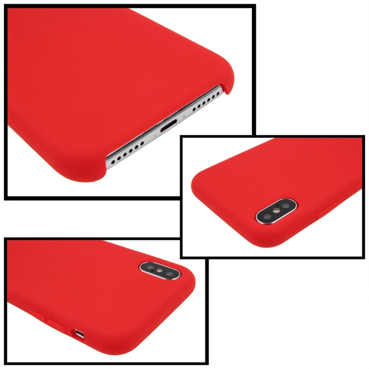 For iPhone X / XS Pure Color Liquid Silicone + PC Dropproof Protective Back Cover Case, For X, iPhone X, X