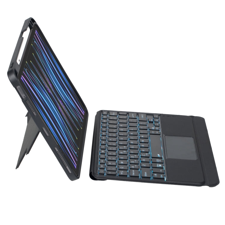 T11-AS For iPad Air 11 2025 / Air 5 / 4 10.9 / Pro 11 2022&2021&2020&2018 Touch Backlight Split Type Bluetooth Keyboard Leather Case, T11-AS